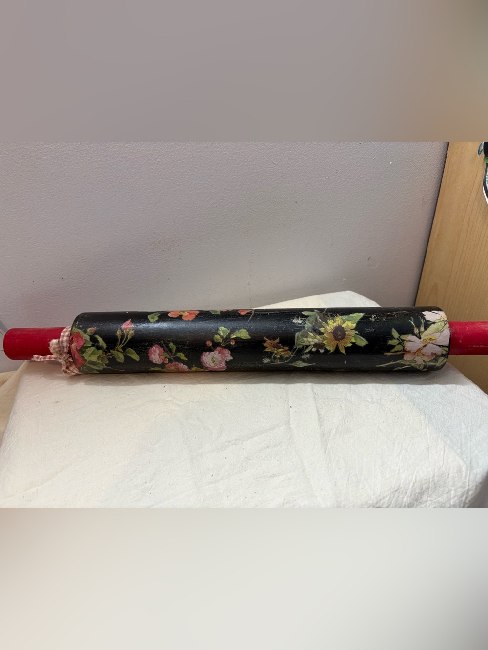 Chunky Floral Black Decorative Rolling Pin